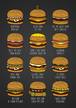 flavia-rose:  Featuring some of my favourite pun-related burgers