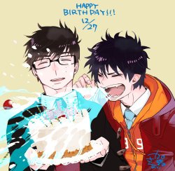 bluexorcist: Happy birthday Rin and Yukio! [ From Kato’s twitter