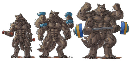 arkalpha:   My first muscle growth commission! …Well, I do have a cap on those muscle thingy!  