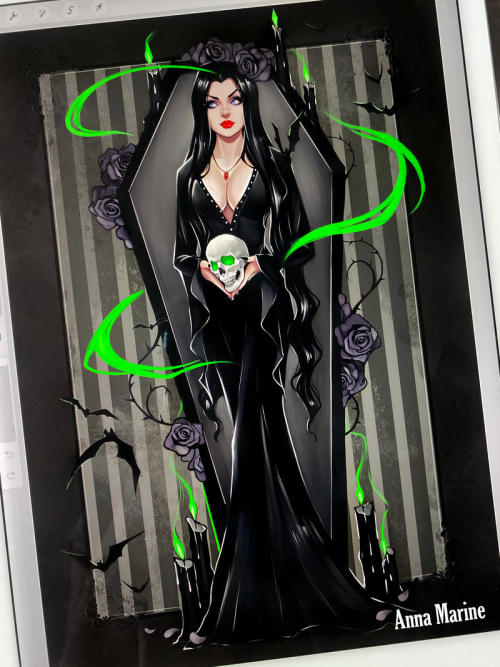 naughtyhalloweenart:Morticia by Anna-Marine