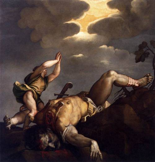 artist-titian: David and Goliath, 1544, Titian Medium: oil,panel