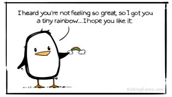 kickingcones:  Tiny Rainbow really likes you… By Katrina Constantine