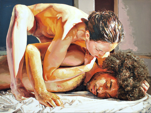 velved:  Patrick Earl Hammie Oil on canvas  Nude Wrestling