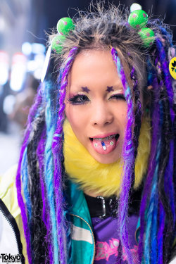 tokyo-fashion:  Kandi Raver Ichika flashing her tongue piercing