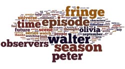 syfycity:  Most-used words in /r/Fringe for the past monthhttp://syfycity.tumblr.com
