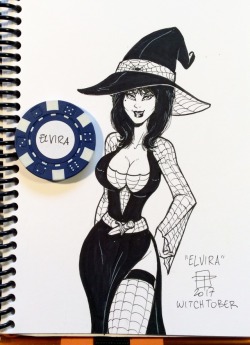 callmepo: Witchtober day 14: Elvira, Mistress of the Dark [@therealelvira]