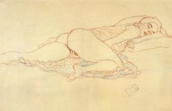  Gustav Klimt. Reclining Nude Facing Right, 1914 