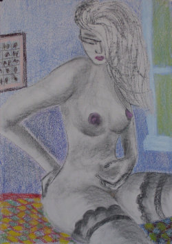 electricblue66:  she wears glasses and stockings charcoal and