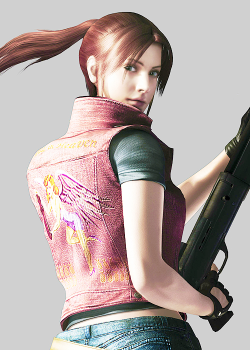 magistera: Claire Redfield sports a jacket with nods to Queen