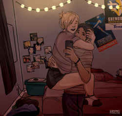 gibbarts:Older! Yurio And Otabek selfie in a cute ass domestic