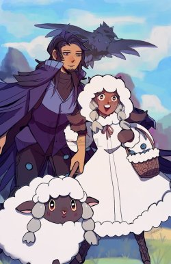 6ooey:    Corviknight and Wooloo gijinkaI love them so much 