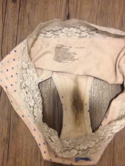 Ky (Kyt408@gmail.com) submitted: For sale email kyt408@gmail.com white petite size small. Smell great. Great for the pervs who want to smell another mans wife’s panties. She doesn’t knowdirtypants: don’t know why that stains are dark and grey. Seems
