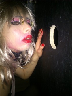 sissycarolina: Slut waiting for next cock at glory hole…