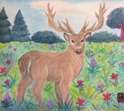 “A Deer in the Field” I felt like drawing more serious