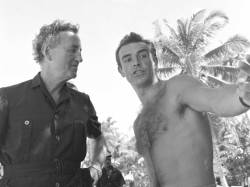 blackandwhitehistory:  Ian Fleming and Sean Connery, 1962.