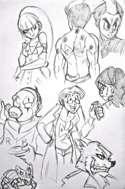 Quick doodles of some of my OCs between work. One day I’ll