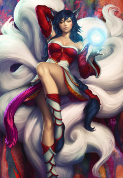 thekawaiiod:  Foxy Ahri by `Artgerm 