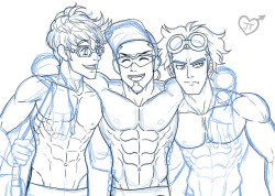 jaytees-dirtydrawings: Two tall bois, one not so tall boi - WIP