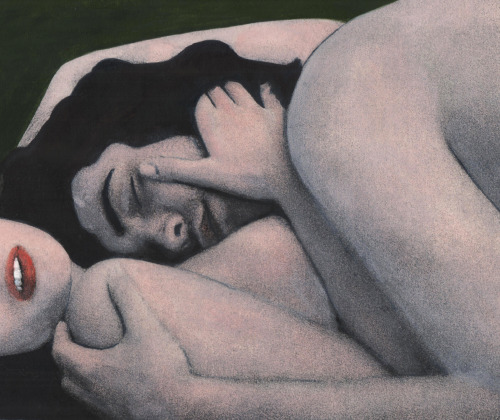 nickiezimov:Bedtime Love Stories 2.114x11 cm. oil on paper, ink,