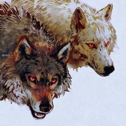akreon:#wolves #wolf #digitalart #rebelle2 #redeyes #wilki #wilk