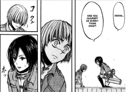 rhoeysama:  Mikasa + caring about/saving Armin (x/x) 