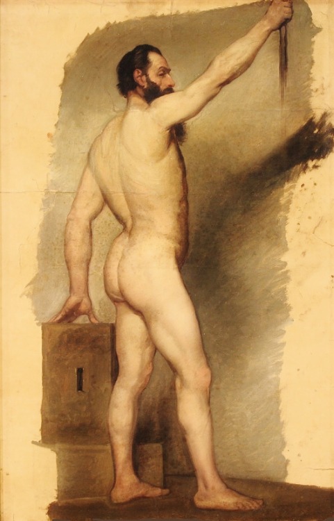 hadrian6:  Standing Male Nude. 19th.century. Italian. oil paint