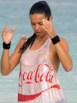 toplessbeachcelebs:  Adriana Lima (Model) in a see-through top