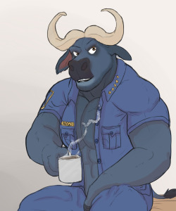 reindeeroo:  sketch of husband Chief Bogo gettin’ dressed for