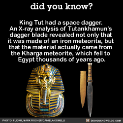 did-you-kno:King Tut had a space dagger.  An X-ray analysis of