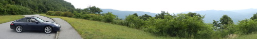 My 911 contemplates the Blue Ridge mountains.