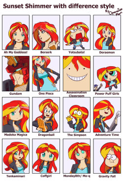 thunrainpark:    Alot of Sunset Shimmer Style by Operationmank