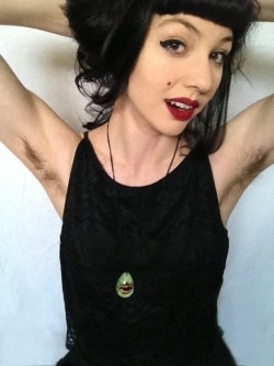 hairypitsclub:  Hehehe I love my beautiful arm pits.   Nice dress