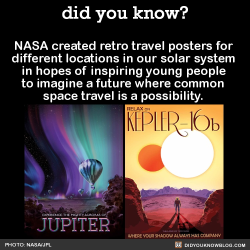 colormebowie:  did-you-kno:  NASA created retro travel posters