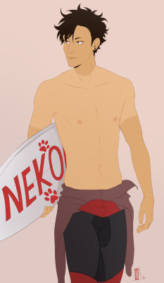 hachidraws:  Surfer!Kuroo back from catching some waves as commission