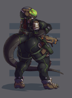 just-side-rube:big space pirate Komodo Dragon commission for