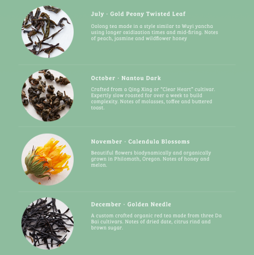 happydorid:  To go along with my Tea Spirits 2015 Calendar Kickstarter I’ll be giving away some free tea! The winner will receive their choice of one tea (2oz) from the eight listed above. Teas are from the lovely Song Tea. Rules Reblog this post