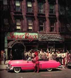 jazzyfarmer:    Sugar Ray Robinson in front of his restaurant