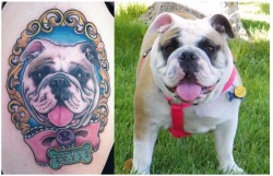 fuckyeahtattoos:  I got this awesome tattoo of my Bulldog, Betty,
