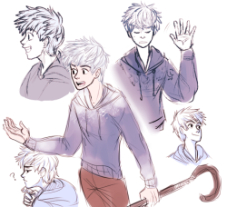 two comletely unrelated doodles of DUDE characters (jack frost,