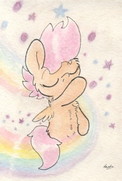 slightlyshade:  Scootaloo’s floating around in a rainbowy sort