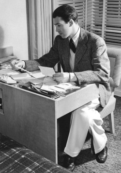 lars134:  Jimmy Stewart looking at his fan mail after making