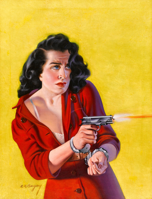 Earle K. Bergey - (1901-1952) - Girl Returning Fire.