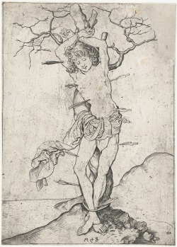 Martin Schongauer - Saint Sebastian. N.d., between 1470 and 1490