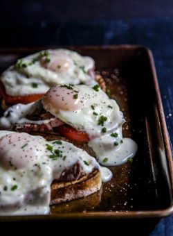 guardians-of-the-food:  Prime Rib Hot Brown Egg Sandwiches