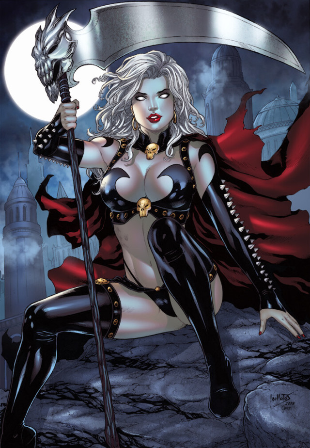 naughtyhalloweenart:Lady Death by Leo Matos & gwendlg