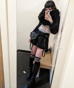 trasshkitten:  Wearing lingerie outside and my 4 inch boots I