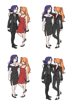 formal outfits and anime screencap redraws with adara and quinn