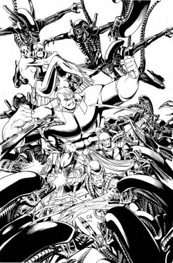 travisellisor:the cover to WildC.A.T.s/Aliens by Chris Sprouse