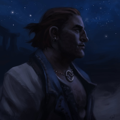 erinhascoffee:I decided to make some starlit Varric fanart for