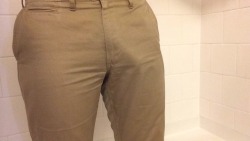 publicpisslover:  Pissing my khakis for the first time! Loved